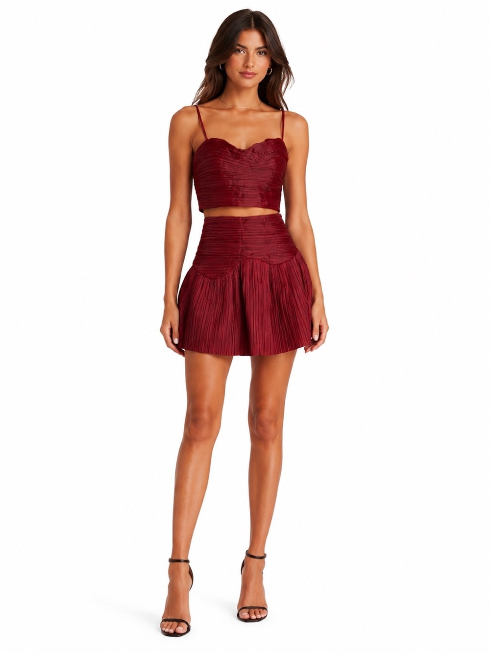 AJE Laurier Organza Micro Pleated Plissé Skirt